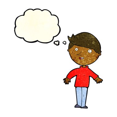 çizgi film mutlu adam düşünce baloncuğu ile