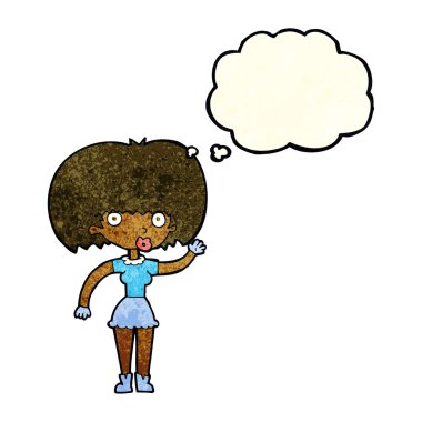 düşünce balonu ile sallayarak çizgi film kadın