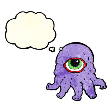 Düşünce baloncuklu uzaylı kafası