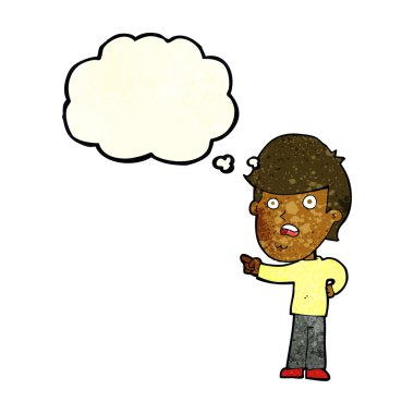 karikatür şok adam düşünce baloncuğu ile işaret