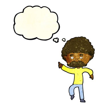 çizgi film 70 'ler stili erkek diskosu düşünce baloncuğuyla dans ediyor