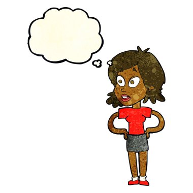 el HIPS düşünce balonu ile kadınla çizgi film