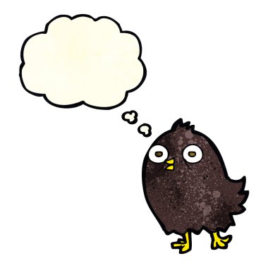 Düşünce baloncuklu komik çizgi film kuşu