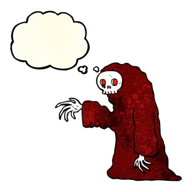 Düşünce baloncuklu tuhaf cadılar bayramı kostümü.