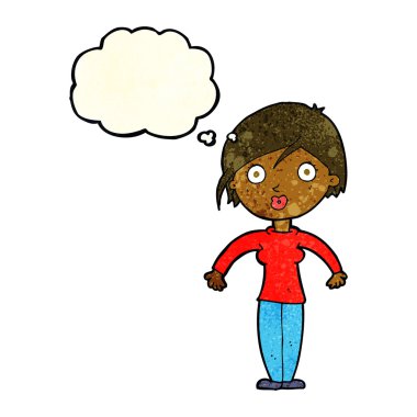 Karikatür, düşünce balonlu kadını şaşırttı.