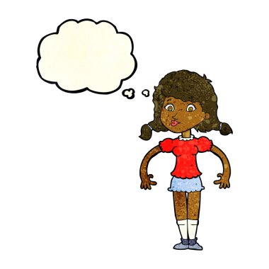 Düşünce baloncuklu güzel kız.