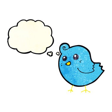 Düşünce baloncuklu çizgi film kuşu