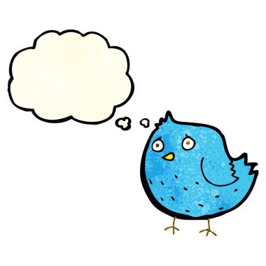 Düşünce baloncuklu çizgi film kuşu