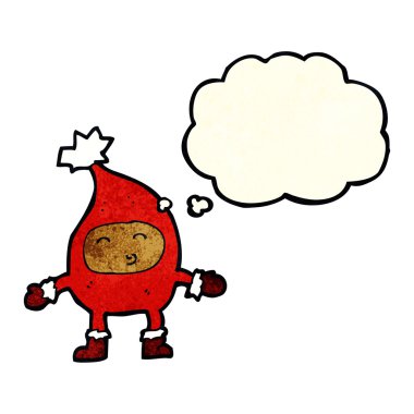 Düşünce baloncuklu komik noel karakteri