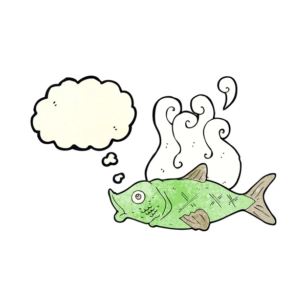 Dibujos animados pescado apestoso con burbuja de pensamiento — Archivo Imágenes Vectoriales