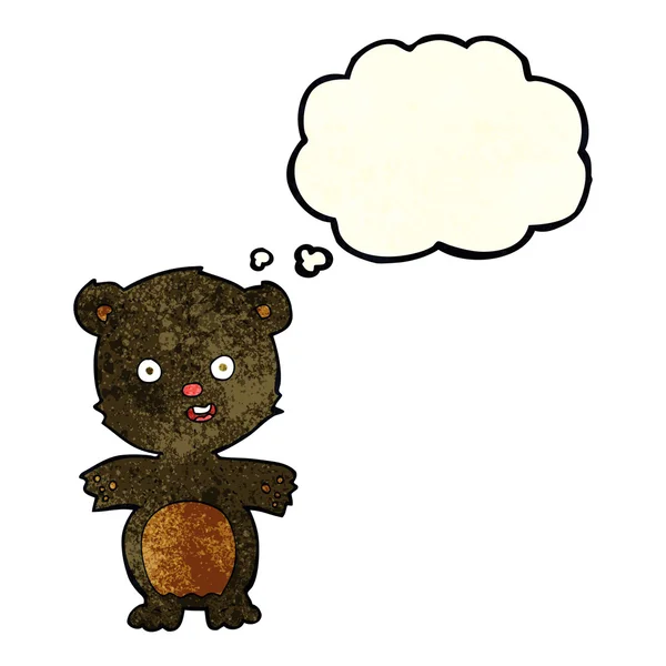Schattig zwarte beer cartoon met gedachte bubble — Stockvector