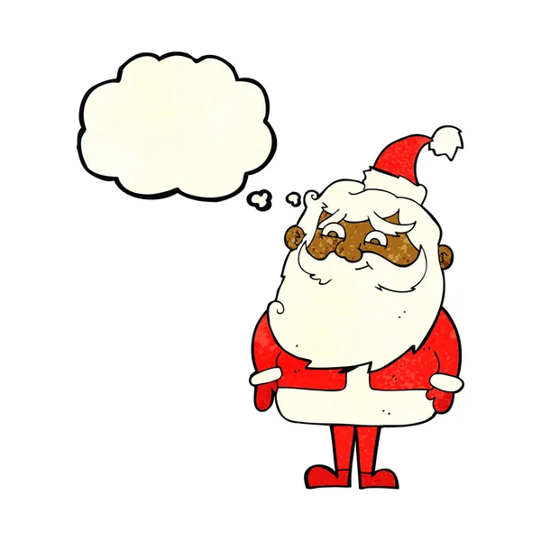 Cartoon santa claus met gedachte zeepbel — Stockvector