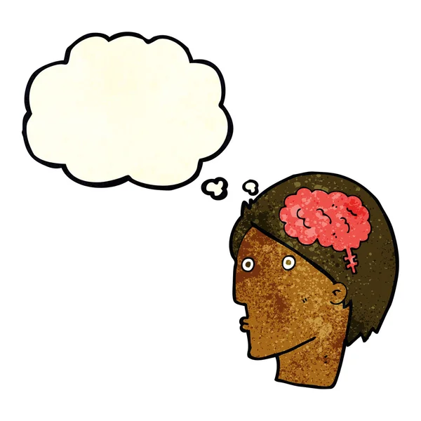 思考バブルを持つ脳のシンボルを持つ漫画家 — ストックベクタ