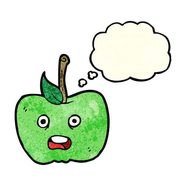 Pomme de dessin animé avec bulle de pensée — Image vectorielle