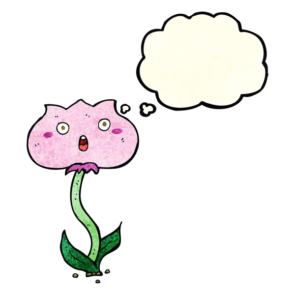 Kreslený šokovaný květ s myšlenkovou bublinou — Stockový vektor