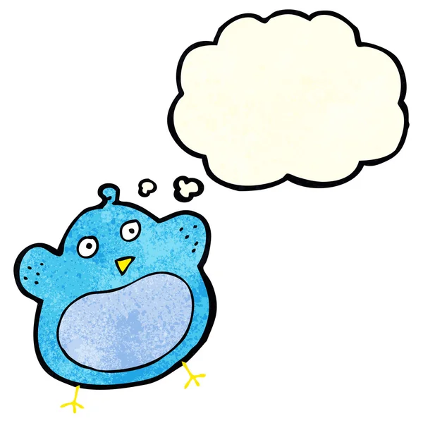 Uccello grasso cartone animato con bolla di pensiero — Vettoriale Stock