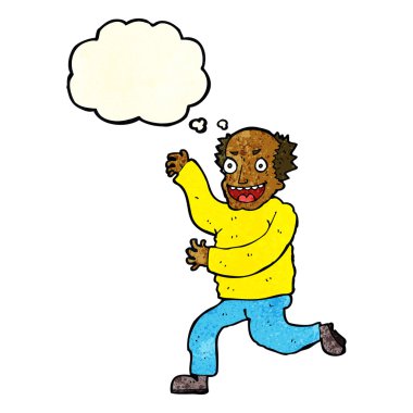 Düşünce baloncuğu olan kötü yaşlı adam çizgi filmi