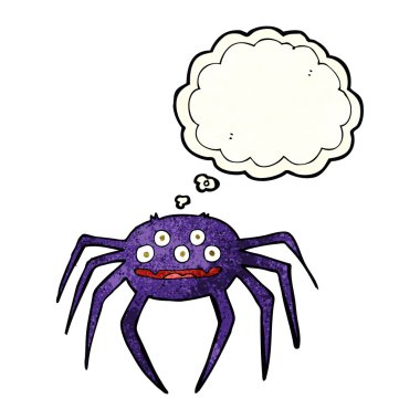 Düşünce balonlu cadılar bayramı örümceği çizgi filmi