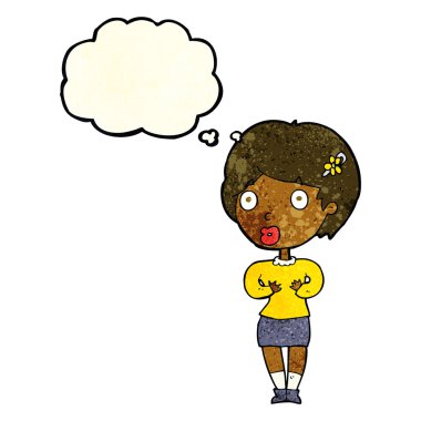 Karikatür, düşünce balonlu kadını şaşırttı.