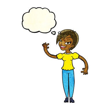 düşünce balonu ile sallayarak çizgi film kadın