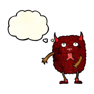 Düşünce baloncuklu komik çizgi film canavarı