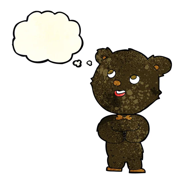 Desenho animado bonito ursinho de pelúcia com bolha pensamento —  Vetores de Stock