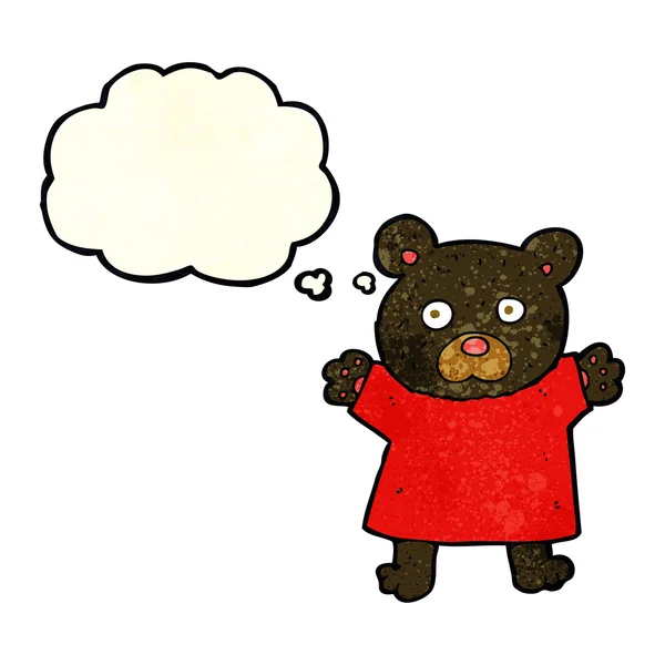 Desenho animado bonito urso preto com bolha de pensamento — Vetor de Stock