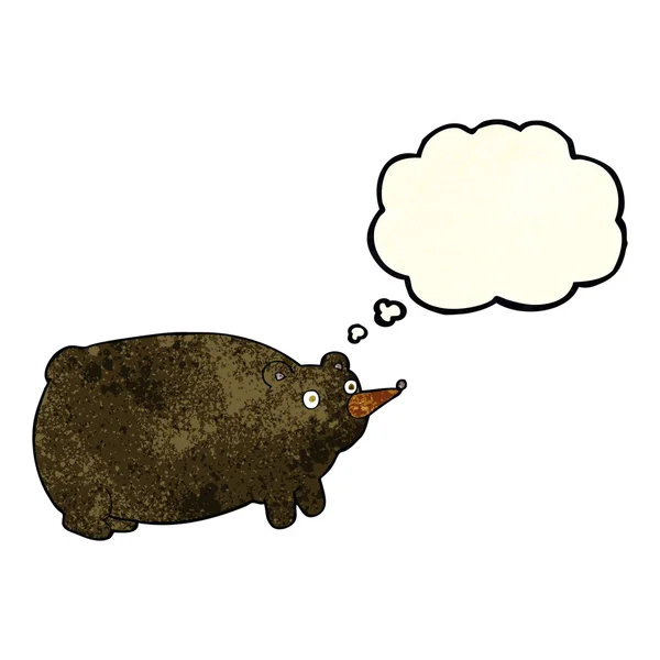 Divertido oso de dibujos animados con burbuja de pensamiento — Vector de stock