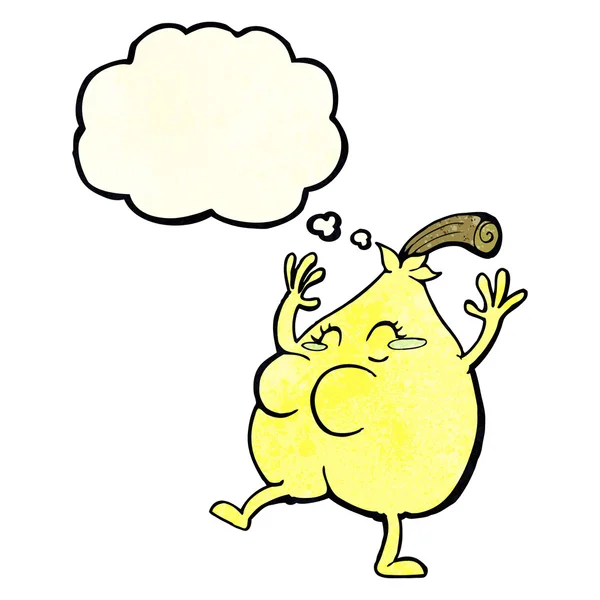 A nice pear cartoon with thought bubble — Stock Vector