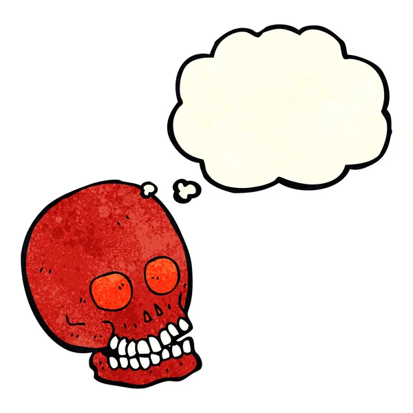 Calavera de dibujos animados con burbuja de pensamiento — Vector de stock