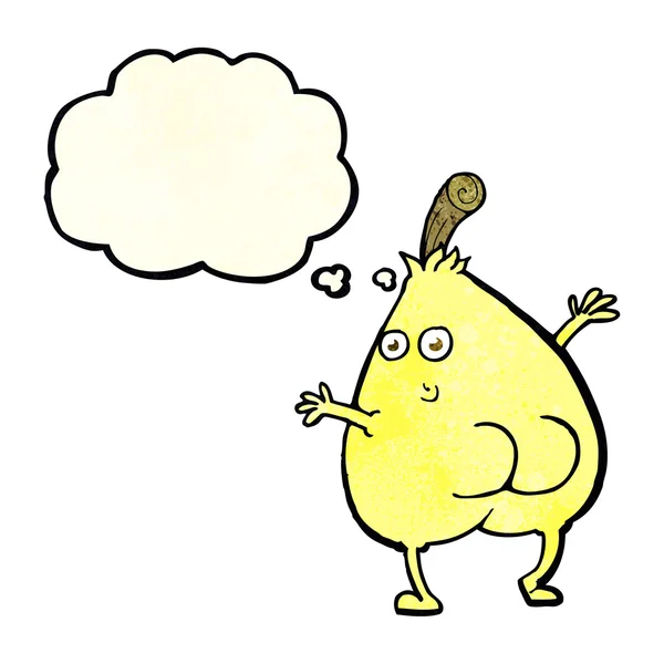 A nice pear cartoon with thought bubble — Stock Vector