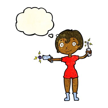 Düşünce baloncuğu olan gelecekteki uzay kızı