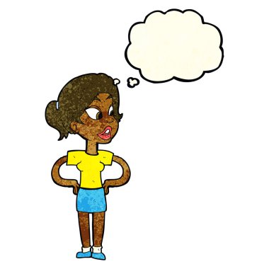 el HIPS düşünce balonu ile kadınla çizgi film