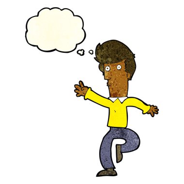 Düşünce baloncuğuyla koşan adam çizgi filmi
