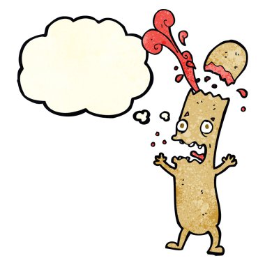 az pişmiş sosis düşünce balonu ile çizgi film