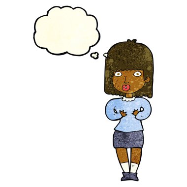 düşünce balonu ile şok kadın karikatür