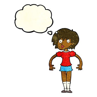 Karikatür, düşünce balonlu kadını şaşırttı.