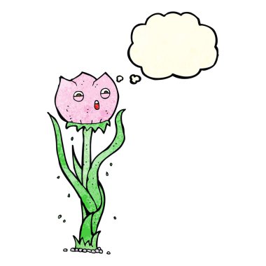 Düşünce baloncuklu karikatür çiçeği