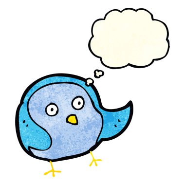 Düşünce baloncuklu çizgi film kuşu