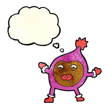 karikatür komik yaratık düşünce balonu ile