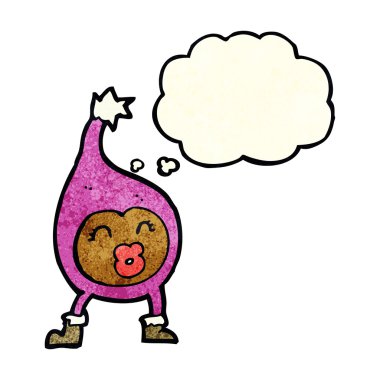 karikatür komik yaratık düşünce balonu ile