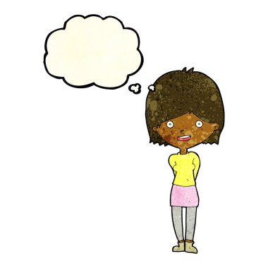 çizgi film dostu kadınla düşünce balonu