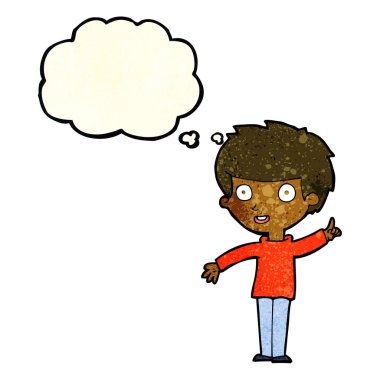 çizgi film çocuk fikir düşünce balonu ile