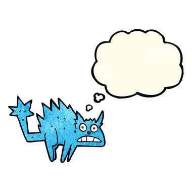 çizgi film korkmuş kedi düşünce baloncuğu ile