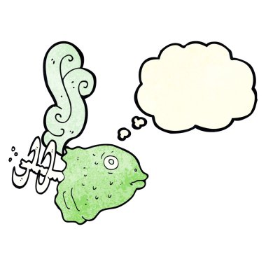 kokan eski balık kafası düşünce balonu ile çizgi film