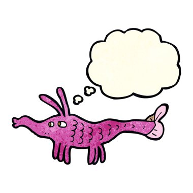 çizgi film karides ile düşünce balonu