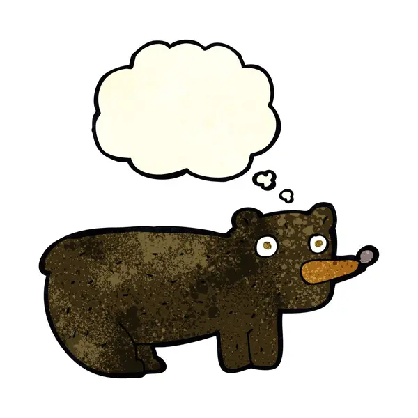 Divertente cartone animato orso nero con bolla di pensiero — Vettoriale Stock