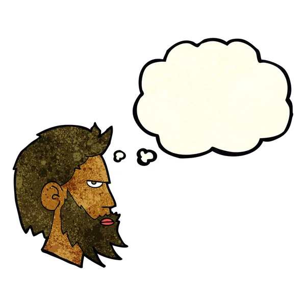 Cartoon man met baard met gedachte zeepbel — Stockvector