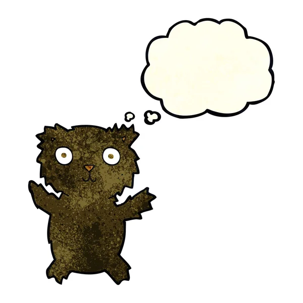 Cartone animato orso nero con bolla di pensiero — Vettoriale Stock