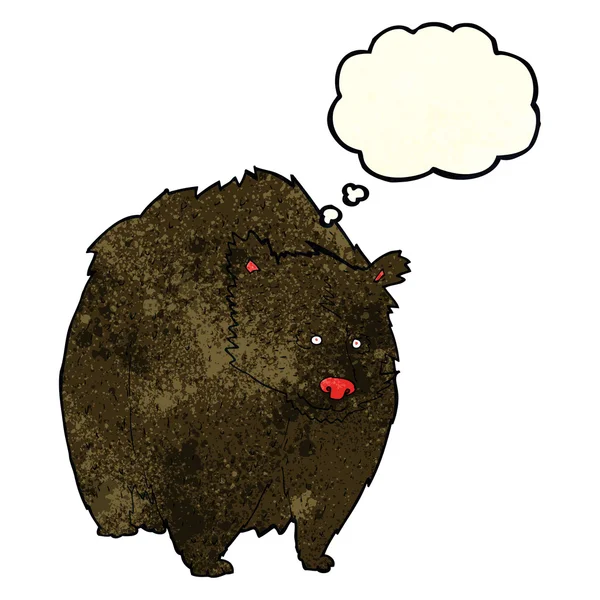 Τεράστια μαύρη αρκούδα κινουμένων σχεδίων με σκέψη φούσκα — Διανυσματικό Αρχείο